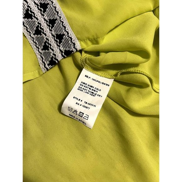 Vici Statement Shade Embroidered Blouse - Neon Yellow Green - Small - Picture 5 of 6